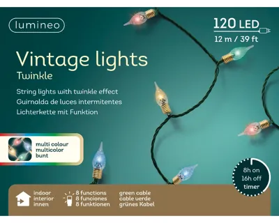 Lumineo 120 Led vintage verlichting 12m multi