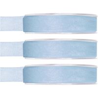3x Hobby/decoratie lichtblauwe organza sierlinten 1,5 cm/15 mm x 20 meter 3x Hobby/decoratie lichtblauwe organza sierlinten 1,5 cm/15 mm x 20 meter