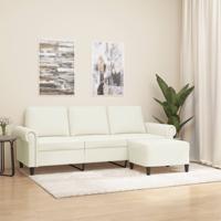 Driezitsbank met voetenbank 180 cm fluweel crèmekleurig Driezitsbank met voetenbank 180 cm fluweel crèmekleurig