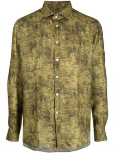 Kiton chemise en lin à fleurs - Vert