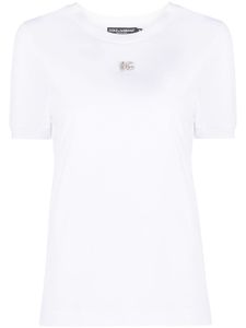 Dolce & Gabbana t-shirt à ornements en cristal - Blanc