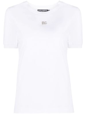 Dolce & Gabbana t-shirt à ornements en cristal - Blanc