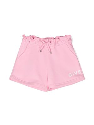 Givenchy Kids short volanté à logo imprimé - Rose
