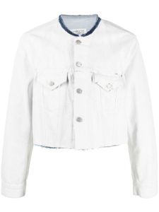 Maison Margiela veste crop en jean à design sans col - Blanc