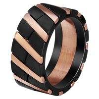 Edelstaal heren ring Diagonal Stripe Black Rose-20mm