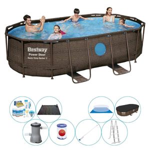 Bestway Power Steel Swim Vista OVAAL 427x250x100 cm - Zwembad Combinatie Deal