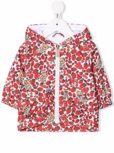 Moschino Kids imperméable imprimé à capuche - Blanc