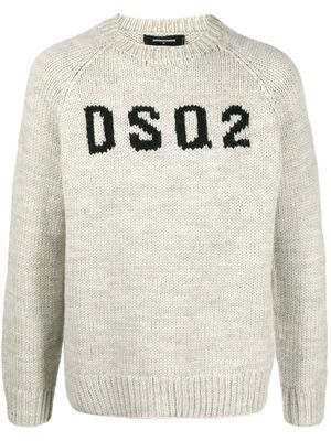 DSQUARED2 pull en laine à logo intarsia - Tons neutres