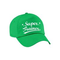 Cadeau pet/cap voor volwassenen - Super Trainer - groen - geweldige coach - thumbnail