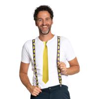 Carnaval verkleedset bretels en stropdas Oktoberfest - geel - volwassenen - feestkleding - thumbnail