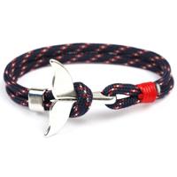 Whale staart anker charme nautische Survival touw ketting Bracelets(Dark blue)