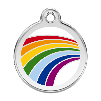 Rainbow White roestvrijstalen hondenpenning large/groot dia. 3,8 cm - Reddingo