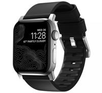 Nomad Active Leather Band Pro Zwart Connectr Zilver 42/44/45mm