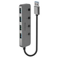 LINDY 4 Port USB 3.0 Hub mit Ein-/Ausschaltern USB 3.0-hub 4 poorten Individueel schakelbaar Grijs