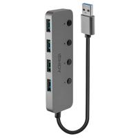 LINDY 4 Port USB 3.0 Hub mit Ein-/Ausschaltern USB 3.0-hub 4 poorten Individueel schakelbaar Grijs - thumbnail