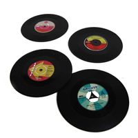 Vinyl Onderzetters - Stijlvolle Bescherming voor Tafels - Set van 4 - Retro Accessoires - Retro Onderzetters - thumbnail