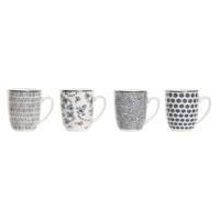 Set van 4 mokken Home ESPRIT Blauw Wit Porselein 340 ml