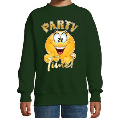 Verkleed sweater voor kinderen - party time emoji - groen - themafeesten/Carnaval