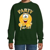 Verkleed sweater voor kinderen - party time emoji - groen - themafeesten/Carnaval