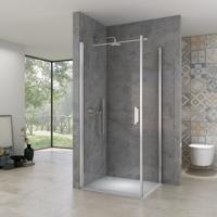 Douchecabine Hoek Van Rijn Products 90-92x90-92x200 cm Helder Glas incl stabilisatiestang Chroom van Rijn
