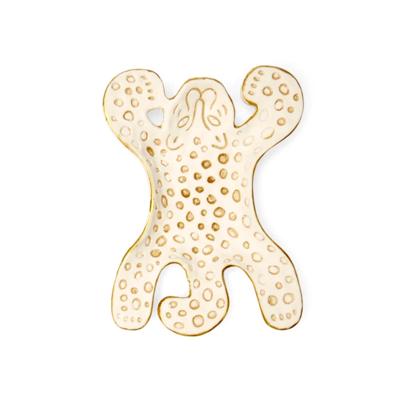 Decoratie schaaltje luipaard wit 13cm