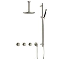 Hotbath Cobber X - CX7067 - Inbouw Regendoucheset - Geborsteld Nikkel - 2 Stopkranen - Thermostatisch - Plafondbuis 15 cm - Hoofddouche 200 mm - Staafhanddouche - Glijstang 900 mm - Waterbesparend