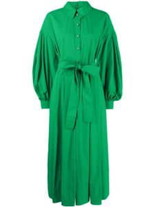 Gucci robe mi-longue en popeline à taille ceinturée - Vert