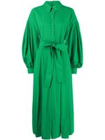 Gucci robe mi-longue en popeline à taille ceinturée - Vert