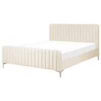 Beliani - LUNAN - Tweepersoonsbed - Beige - 160 x 200 cm - Fluweel