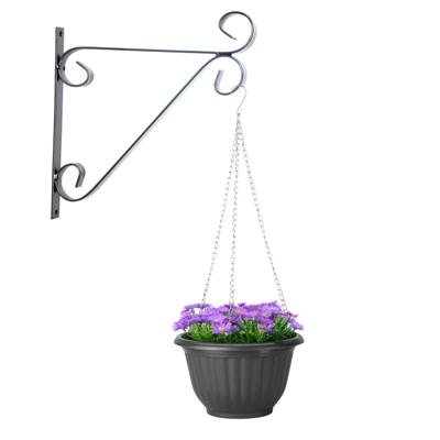 Hangpot + Muurhaak Parma - antraciet - D20 cm - kunststof - metaal - tuinaccessoires