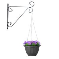 Hangpot + Muurhaak Parma - antraciet - D20 cm - kunststof - metaal - tuinaccessoires