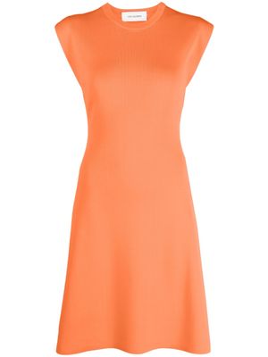 Yves Salomon robe nervurée à design sans manches - Orange