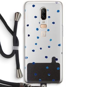 Blauwe stippen: OnePlus 6 Transparant Hoesje met koord