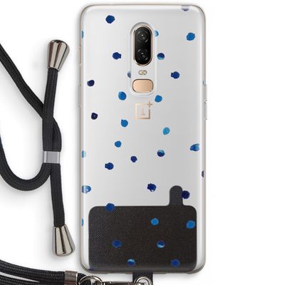 Blauwe stippen: OnePlus 6 Transparant Hoesje met koord