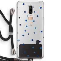Blauwe stippen: OnePlus 6 Transparant Hoesje met koord