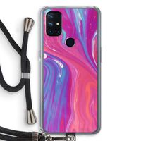 Paarse stroom: OnePlus Nord N10 5G Transparant Hoesje met koord