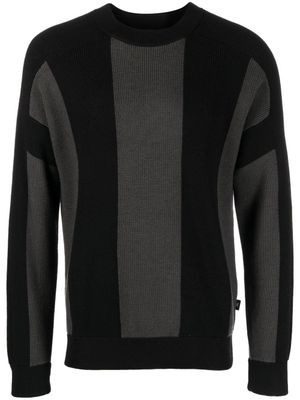 Emporio Armani pull en maille épaisse à rayures - Noir