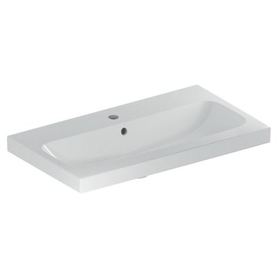 Geberit iCon wastafel 75x42 cm, met kraangat en overloop, wit Geberit iCon wastafel 75x42 cm, met kraangat en overloop, wit