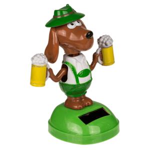 Solar bewegend figuur/beestje - Bierhond - bierpullen - groen - kunststof - 11 cm