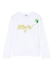 MSGM Kids t-shirt en coton à sequins - Blanc