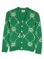 Gucci Kids cardigan en laine à motif GG - Vert - thumbnail