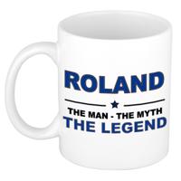 Roland cadeau mok - man myth legend - naam koffiemok / beker - wit en blauw - 300 ml