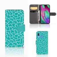 Samsung Galaxy A40 Hoesje Cracks Blue | Portemonnee hoesje Samsung Galaxy A40 Hoesje Cracks Blue | Portemonnee hoesje