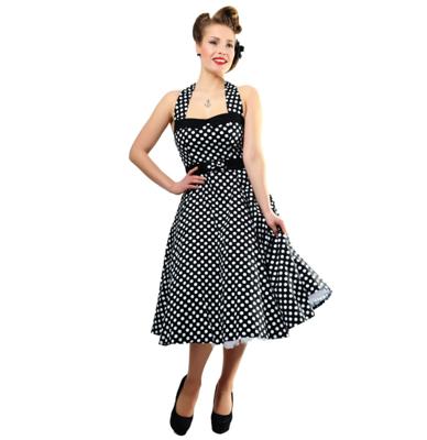 49% korting | Collectif Anais Sweetheart Doll Polka Dress Black & White -XXS