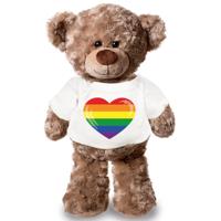 Knuffel teddybeer - gaypride - 24 cm - pluche - met shirt