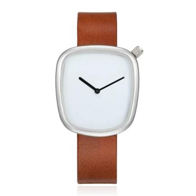 LGT JWLS Minimalistisch Dameshorloge - Bruine Lederen Band, Wit Uurwerk, Zilveren Behuizing