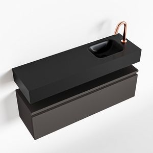 Toiletmeubel Mondiaz Andor | 100 cm | Meubelkleur Dark grey | Lex vrijhangend wastafel Urban Rechts | 1 kraangat