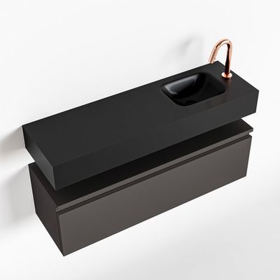 Toiletmeubel Mondiaz Andor | 100 cm | Meubelkleur Dark grey | Lex vrijhangend wastafel Urban Rechts | 1 kraangat