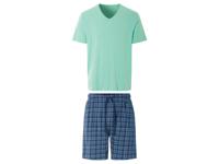 LIVERGY Heren pyjama (controle groen/blauw, S)