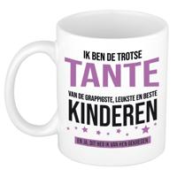 Cadeau koffie/thee mok voor tante - paars - trotse tante - keramiek - 300 ml   -